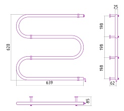 Стилье Полотенцесушитель электрический №3 М-образный 600х600 – фотография-2
