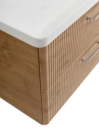 BelBagno Тумба с раковиной Due 80 подвесная Rovere Nature ручки Матовый атласный никель – фотография-5