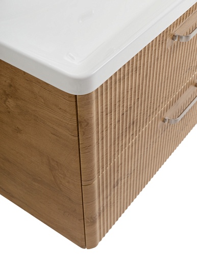 BelBagno Тумба с раковиной Due 80 подвесная Rovere Nature ручки Матовый атласный никель – картинка-5