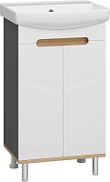 Misty Тумба с раковиной Сканди 50 белая/дуб крафт золотой/антрацит