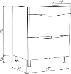 Водолей Тумба с раковиной Адель 70 черная – фотография-15