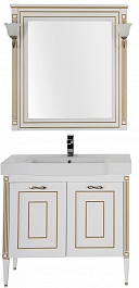 Aquanet Тумба с раковиной Паола 90 домино, белая/золото (186118) – фотография-4