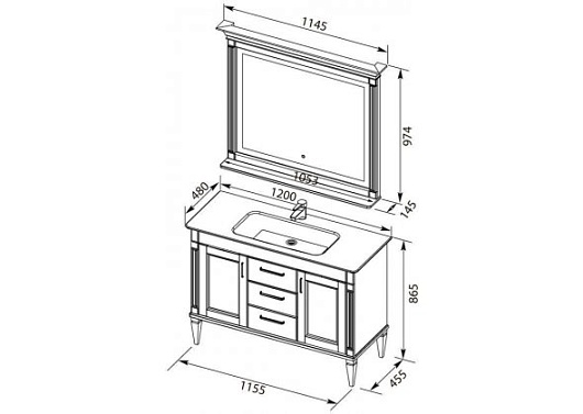 Aquanet Комплект мебели Селена 120 белая/патина серебро – фотография-6