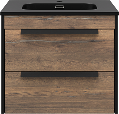 Brevita Тумба под раковину Monsour 60 подвесная дуб галифакс олово/черный кварц – фотография-1