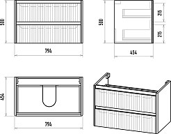 Brevita Тумба под раковину Riva 80 подвесная белая – фотография-6