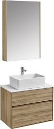 Акватон Мебель для ванной с белой столешницей Либерти 75 Mila 50 дуб эльвезия – фотография-1
