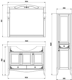 ASB-Woodline Зеркало Салерно 105 Белый (патина серебро) – фотография-5
