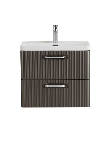 BelBagno Тумба с раковиной Due 60 подвесная Оружейная сталь ручки Хром полированный – картинка-5