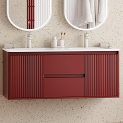 Brevita Тумба под раковину Wine 120 подвесная бордовая – фотография-10