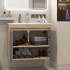 Teymi Тумба с раковиной Netta 75 подвесная дуб/графит – фотография-6