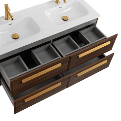 BelBagno Мебель для ванной Eco Cer-N 120 с 4 ящиками орех шоколад софт CZR-8073-120-2 ручки сатиновое золото – фотография-5