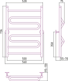 Стилье Полотенцесушитель Универсал-51 800х500 – фотография-2
