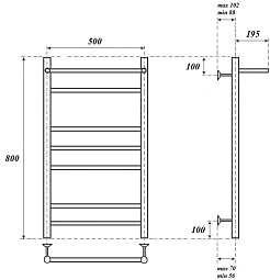 Point Полотенцесушитель водяной П6 500x800 PN10158P с полкой хром – фотография-3