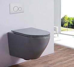 Esbano Унитаз Azalea подвесной безободковый серый матовый – фотография-2