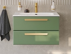 BelBagno Мебель для ванной Eco Cer-N 80 CZR-8073-80 фисташковый софт ручки сатиновое золото – фотография-2