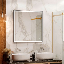 Continent Зеркало Solid Black Led 800x800 – фотография-8