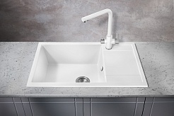 Milacio Мойка кухонная Navarra 78 Cuarzo белая – фотография-3