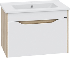 СанТа Тумба под раковину Сатурн 75 подвесная белая/дуб австрийский – фотография-1