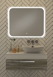 Runo Мебель для ванной Вудлайн 100 Bella скандинавский дуб/белая – фотография-9