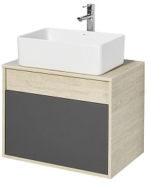 Акватон Тумба с раковиной Лофт Урбан 65 графит\орегон, Мила прямоугольная – фотография-1