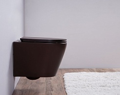 Esbano Унитаз Clavel подвесной безободковый кофе матовый – фотография-10