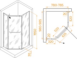 RGW Душевой уголок Passage PA-091 100x80 профиль хром стекло прозрачное – фотография-3