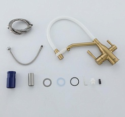 Frap Смеситель для кухни F4397-3 золотой сатин – фотография-5