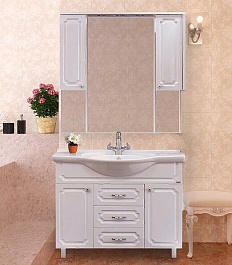 Misty Зеркальный шкаф Александра 105 белый металлик – фотография-3