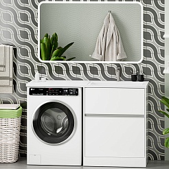 Misty Мебель для ванной с раковиной под стиральную машину Ингрид 130 R белая – фотография-1