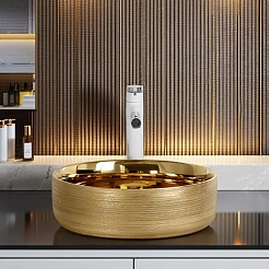 Ceruttispa Раковина накладная 36 CR7044AS золото – фотография-4