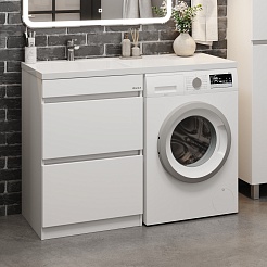 Onika Тумба с раковиной Милтон 110 L под стиральную машину белая – фотография-2