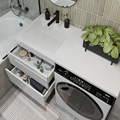 Vivon Тумба под раковину над стиральной машиной Harper 120 подвесная белый глянец – фотография-15