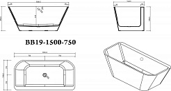 BelBagno Акриловая ванна BB19-1500-750 150x75 – фотография-3