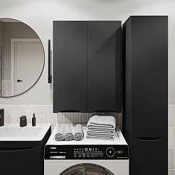 Vivon Шкаф-пенал Ostin 30R с бельевой корзиной черный матовый – фотография-8