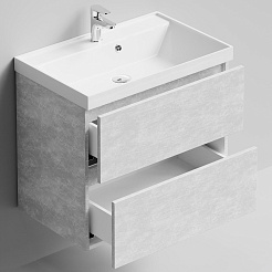 Водолей Тумба с раковиной Бест 70 подвесная белый камень – фотография-3