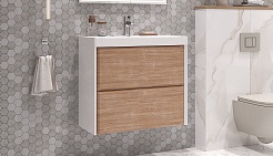 Velvex Тумба с раковиной Gesso 70 дуб сонома/белая – фотография-2