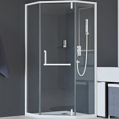 RGW Душевой уголок Hotel HO-084W 90x90 профиль белый стекло прозрачное – фотография-1