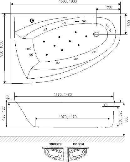 Excellent Акриловая ванна Aquaria Comfort 150x95 правая – фотография-6