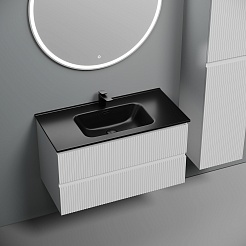 Sancos Тумба с раковиной Snob T 90 bianco раковина Element 91 CN7002MB – фотография-2