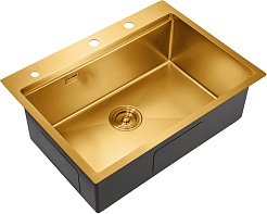 Milacio Мойка кухонная Denia 68 Steel со смесителем золото – фотография-3