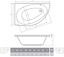 Alpen Акриловая ванна Nevada 140х90 L – фотография-3
