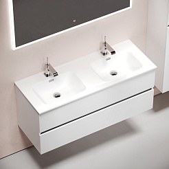 Sancos Тумба с раковиной Urban 120-2 белый глянец раковина Element 121-2 CN7004 – фотография-3