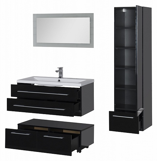 Aquanet Тумба подкатная "Нота 100" черная – фотография-10