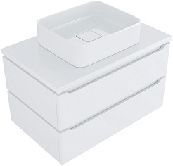 Mixline Тумба с раковиной Виктория 80 подвесная белая софт – фотография-1