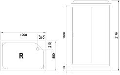 Royal Bath Душевая кабина HP RB 8120HP1-T-BL-R 120x80 R стекло прозрачное профиль черный матовый – фотография-4