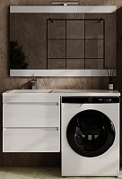 Style Line Мебель для ванной под стиральную машину Леон 120 L подвесная Люкс Plus белая