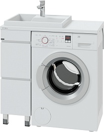 СанТа Мебель для ванной под стиральную машину Марс 90 L 2 ящика белая – фотография-2