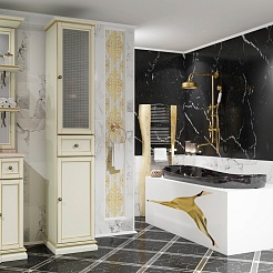 Opadiris Шкаф-пенал для ванной Корсо-оро №11 R слоновая кость с золотой патиной – фотография-2