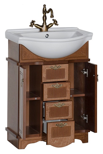 Aquanet Тумба с раковиной "Луис 60" NEW темный орех – фотография-6