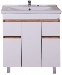 ASB-Mebel Тумба с раковиной Марко 80 белый/дуб золотой – фотография-1